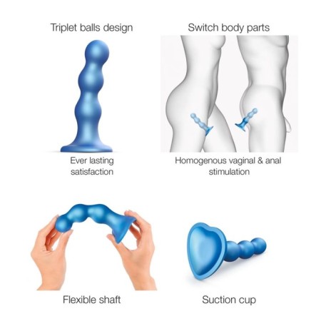 Phallomitator Strap-on-Me Dildo Plug Balls Blue metallic L, 16.5 cm-4