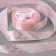 Satin tape with embossing "Marble", 25 mm × 18 ± 1 m, pink color/gold No. 043