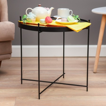 Lava Coffee table YS-8483-48, black, glass 48x48 cm