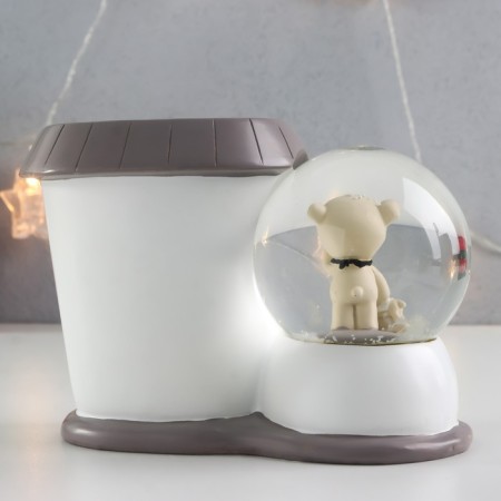 Souvenir Polystone Water Ball Light/For the hands "Bear and House" MIX 12x8x17 cm-5