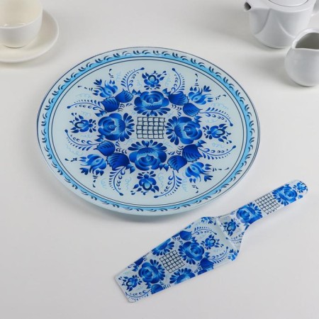 Glass cake with a shoulder blade “Sineva”, D = 30 cm, blade 26.5 × 7 cm-1