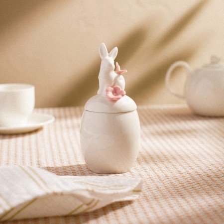 Bank for storing bulk products SL Home "Forest Rabbit", 7.5 × 16 cm, white color-5