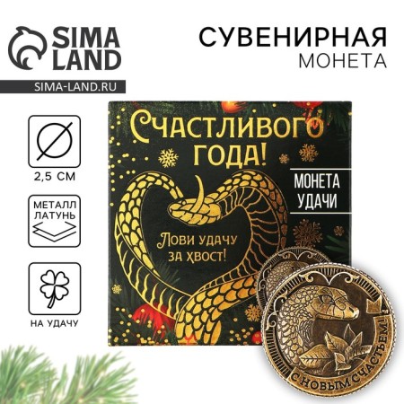 Coin New Year's amulet "New Year: Happy Year", Diam 2.5 cm
