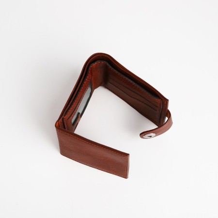 Male purse on a magnet, department for bills, for maps, for coins, brown color-3