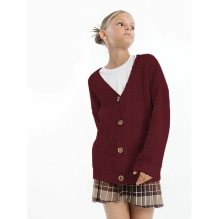 Кардиган для девочки Amarobaby Knit, рост 116 см, цвет бордовый-11