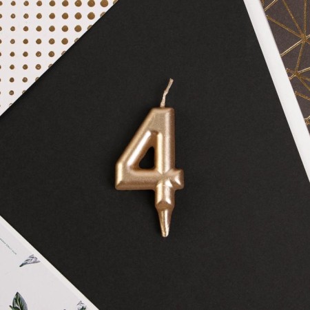 Candle for a cake, number "4", champagne.-2
