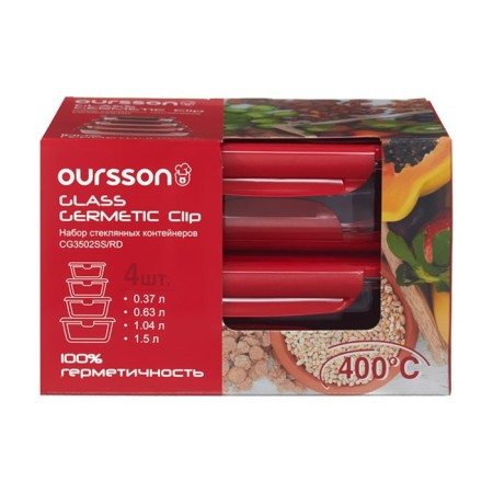 A set of glass containers Oursson 0.37/ 0.63/ 1/ 1.5 l, 4 pcs-5
