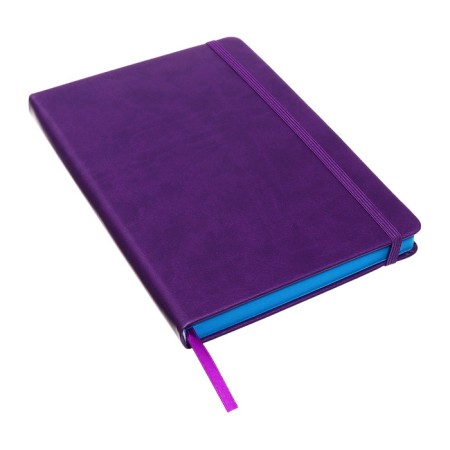 Leduced Diary A5, 140l, cage, leatherette, elastic band, blue cut, purple-3