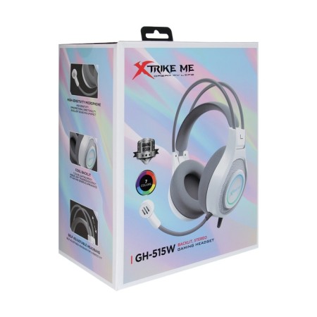Headphones XTRIKE Me GH-515W, game, full-size, backlight, Mic, USB+2x3.5 mm, 2 m, white-4
