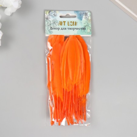 Decorative goose feathers "bright orange" set 30 pcs h = 10-12 cm-3