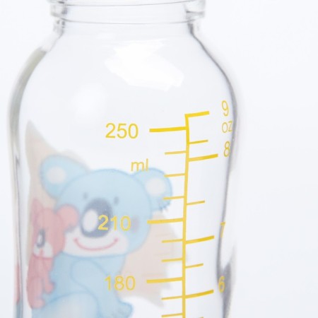 A bottle for feeding, classic throat, 250 ml., 3 months, glass, color mix-1
