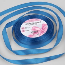 Satin ribbon, 10 mm × 23 ± 1 m, the color of the azure-blue No. 97