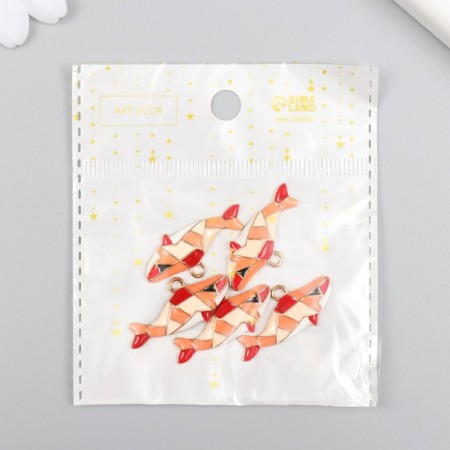 Decor for creativity metal, enamel "Orange shark" gold 0.3x3.1x1.5 cm-3