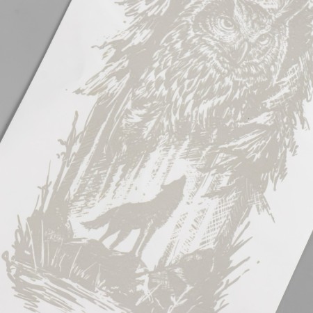 Tattoo on the body blue "Eagle and wolf" 18x11 cm-3