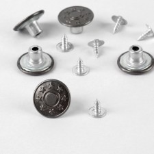 A set of denim buttons, 17 mm, 100 pcs, black/silver color