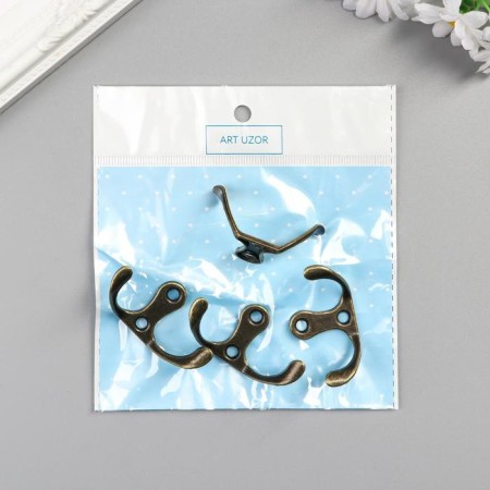 Double metal hook (set 4 pcs) bronze 4.5x3 cm-3