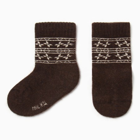 Children's socks with yak down, chocolate color, size 3 (3-4 years)