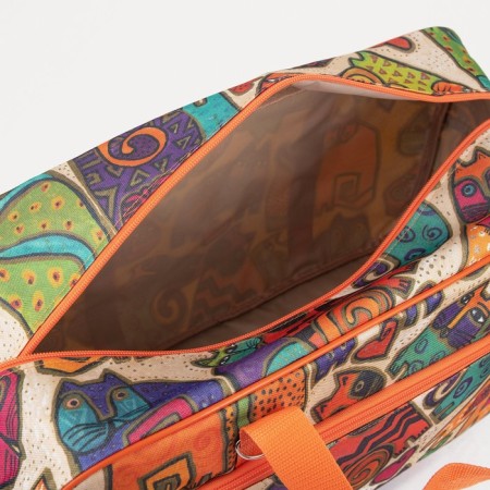 Road bag with lightning, external pocket, long belt, orange/colorful color-2
