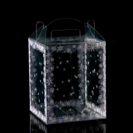 New Year. Box gift New Year folding PVC "Winter" 12 x 12 x 15 cm.-3