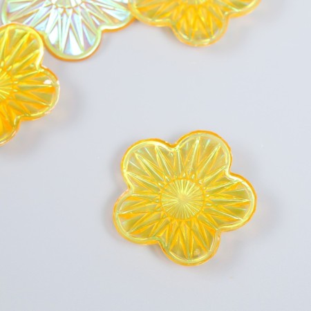 Decor for creativity Plastic "Flower" Holography Orange set 6 pcs 3.5x3.5 cm-1
