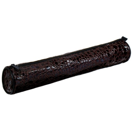 Penal-tobus for brushes, soft, 355 x 65 mm, 7k37, leatherette, reptile print, glossy, brown