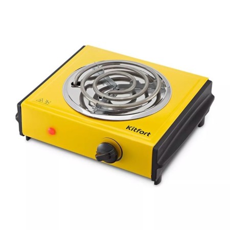 Electric tile KitFort KT-178, 1000 watts, 1 burner, yellow-black