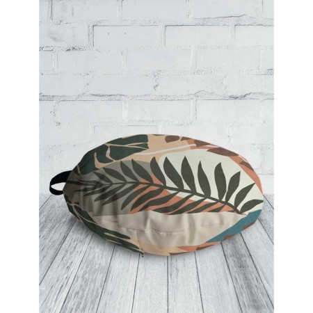 Pillow Siddle "Palm leaves on a beige background", decorative, d = 52 cm-1