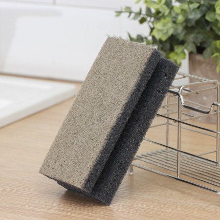 Household sponge with a cleaning layer of Raccoon "Loft", 1 pc, 15 × 7 × 4.5 cm, profile, bureaucratic foam-2