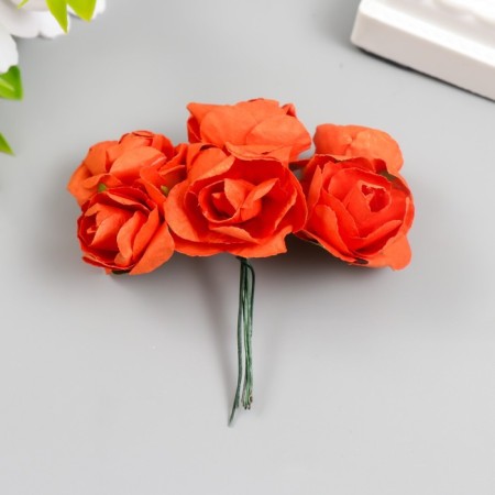 Flowers for decorating "Tea roses" 1 bouquet = 6 colors 9.5 cm scarlet-1