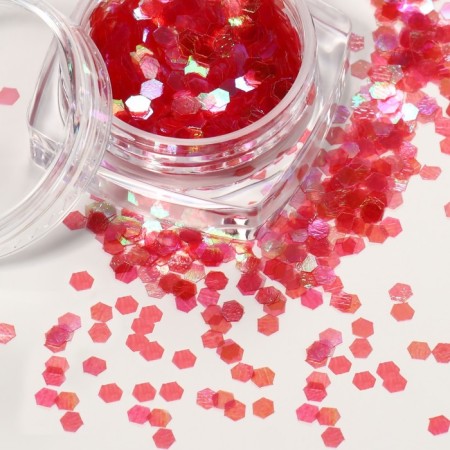 Sparkles for decor, holographic, large, orange/raspberry color-2