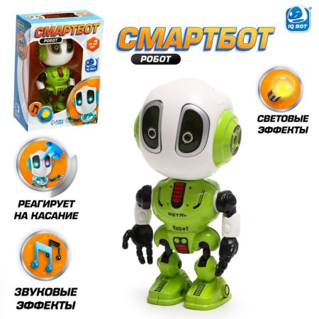The Smartbot robot reacts to touch, light and sound effects, green colors