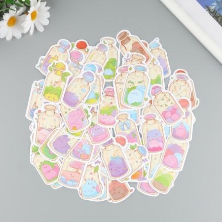 Plastic stickers "Unusual jars" set 60 pcs 10x12 cm