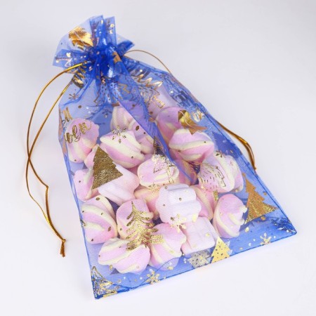 Bag Gift Organza "With New Happiness", 16 x 24 cm +/- 1.5 cm, New Year-1