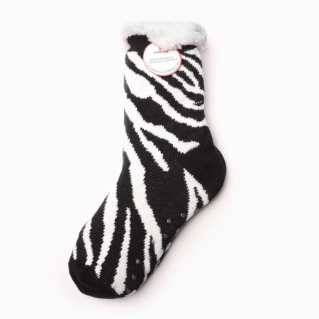 Women's socks with fur inside the "zebra", the color is black, size 36-41-3