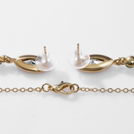 Set 2 objects: earrings, pendant "kaleidoscope", white-violet color in gold, 48 cm-2