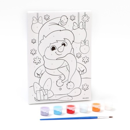 New Year's picture on the numbers "New Year! Snowman with a gift ", 15 x 21 cm-1