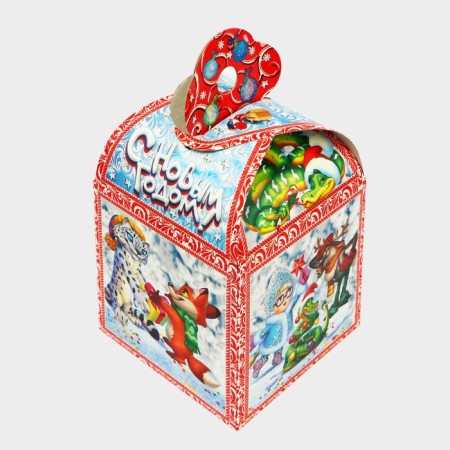New Year. Gift box New Year's cube "Adventures begin" 12 x 12 x 17 cm.-2