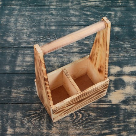 Carriage for 2 bottles with a wooden handle, 21x11.5x30.5 cm, exotic-1