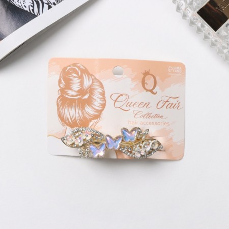 Halfish hair clip "Rosemary" butterfly wave, 7 cm, gold-2