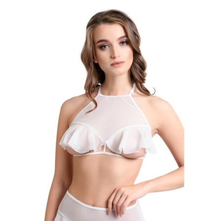 Erotic Brahlett Erolata Karen with open breasts, white color (46-48)-2