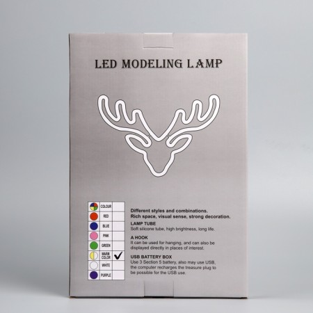 Neon sign "Deer", 35x23.5 cm, AAX3+USB, T/White-6