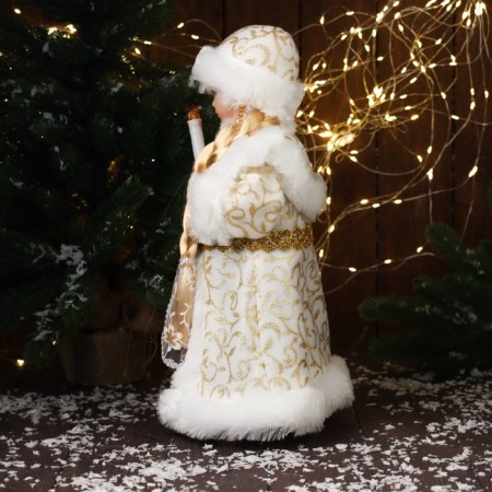 Snow Maiden "In a fur coat with an ornament" moves, with backlight, 40x20 cm, gold-2