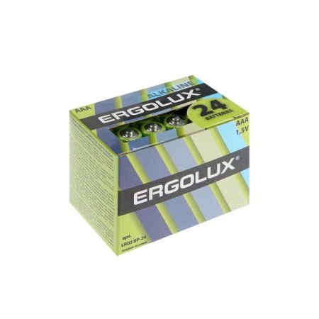 Battery alkalin Ergolux, AAA, LR03-24BOX (LR03 BP-24), 1.5V, set 24 pcs.