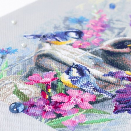 Set for embroidery "Tits by the Fountain" 28 x 38-4