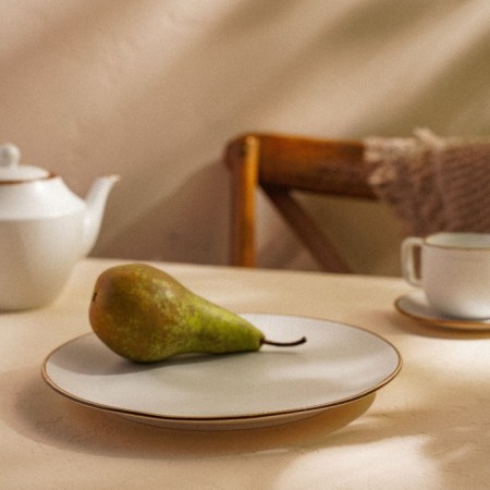 Dining porcelain SL Home "Wave in Stone", D = 25.5 cm, white color-5