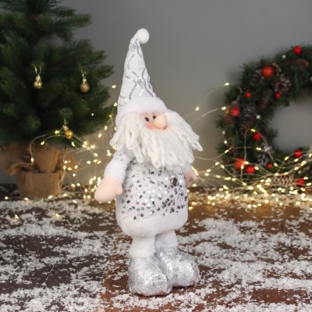 Soft toy "Santa Claus Brill" (59x21 cm extended legs) 40x21 cm, silver-white-1