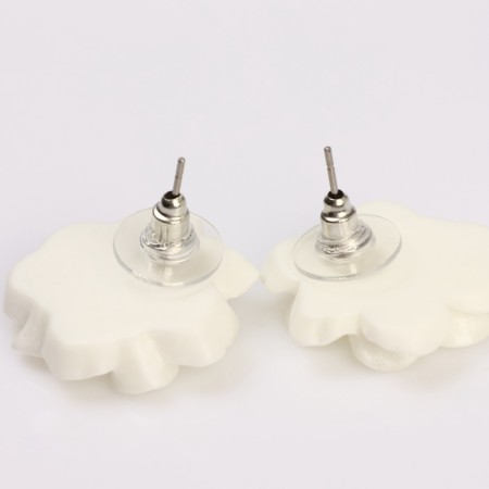 Earrings plastic "Blocked bud" shine, white color-3