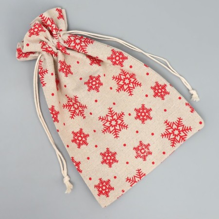 Bag Gift canvas “I give all my heart”, snowflakes, canvas, 16 x 24 cm +/- 1.5 cm, New Year-4