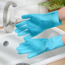 Gloves of household silicone shares, 100 g, 28 × 14 cm, turquoise color