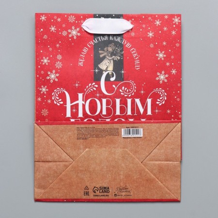 Craft vertical package “I wish happiness”, MS 18 x 23 x 10 cm, New Year-5